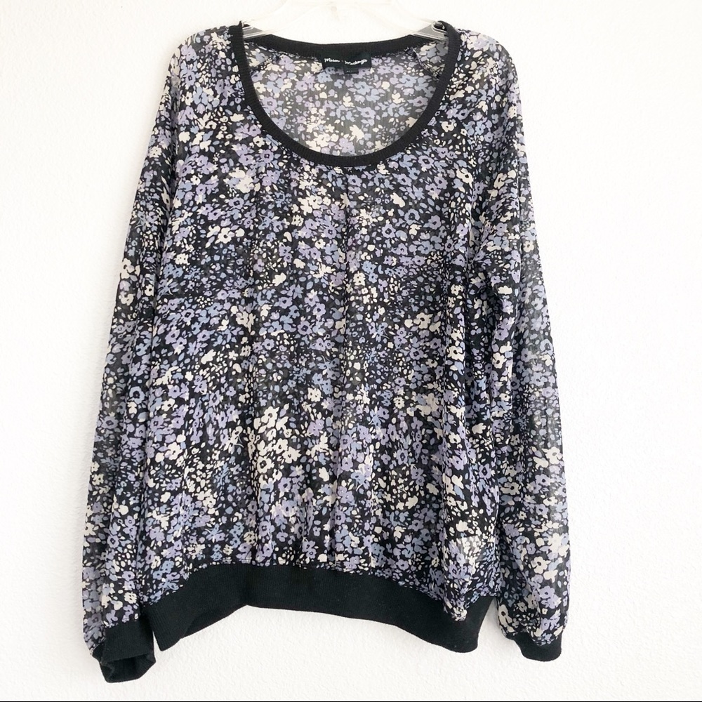 Mason + Mackenzie Long Sleeve Floral Chiffon Top